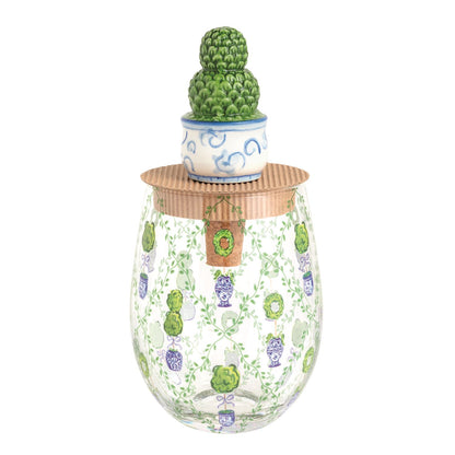 Topiary Wine Glass & Topper Set