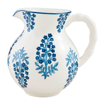 Blue Block Print Pitcher