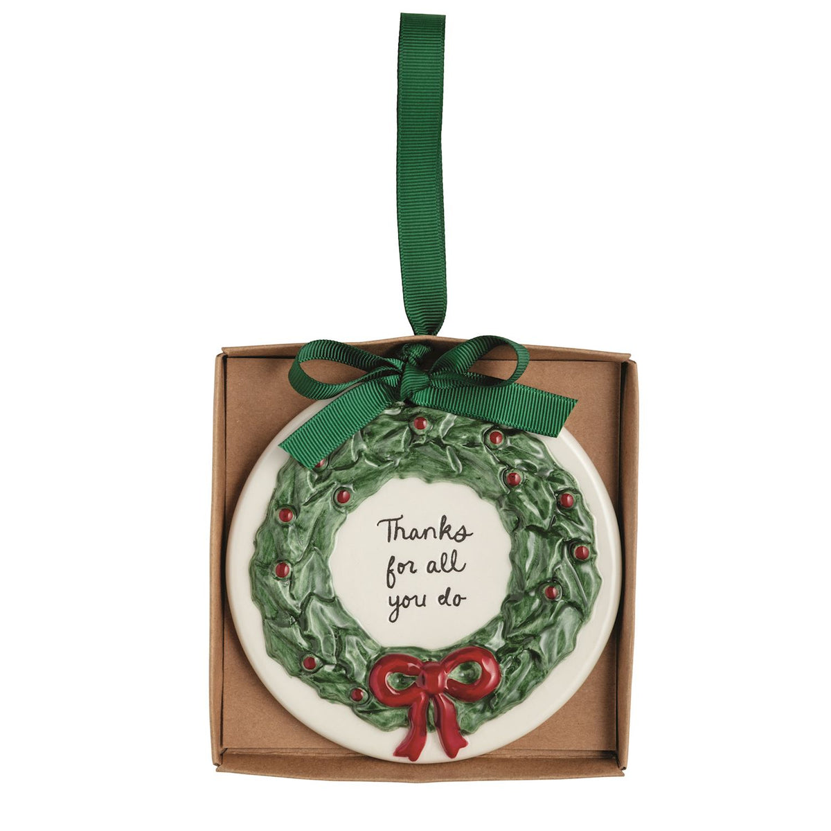 Wreath Thank You Ornament