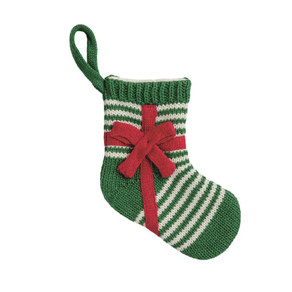 Green & White Stripe Mini Stocking