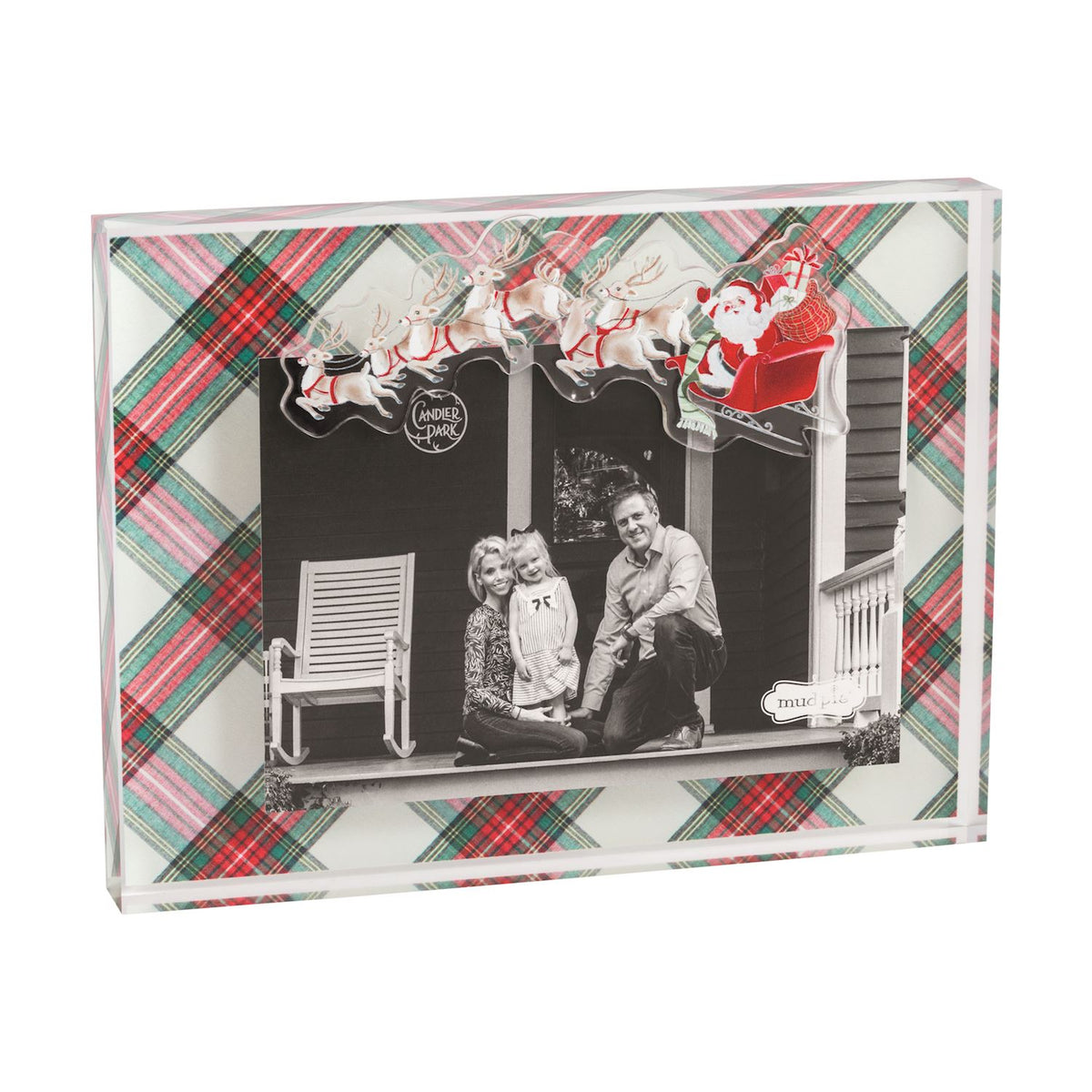 Santa Sleigh Tartan Acrylic Magnet Frame