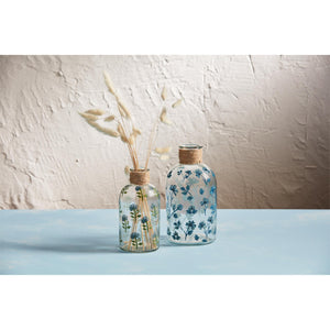 Blue Floral Glass Vase