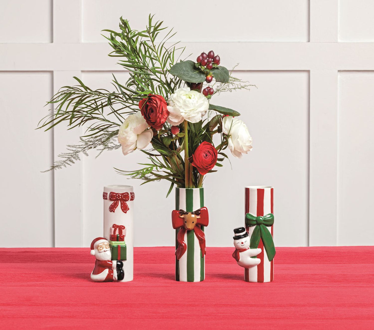 Santa Red Bow Stem Vase