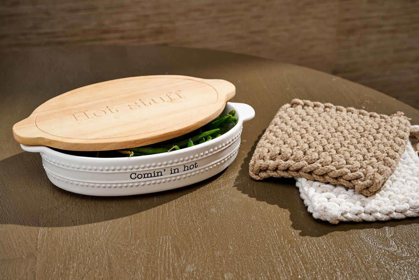 Hot Stuff Ceramic Baker & Trivet Set