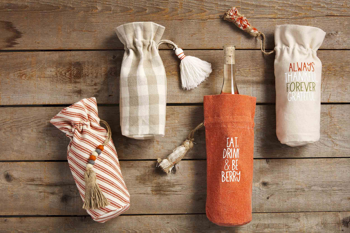 Thanksgiving Wine Bag - Orange Stripe