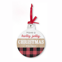 Load image into Gallery viewer, Black White &amp; Red Plaid Ornaments