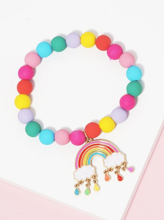 Kids Rainbow Beaded Bracelet with Tassel