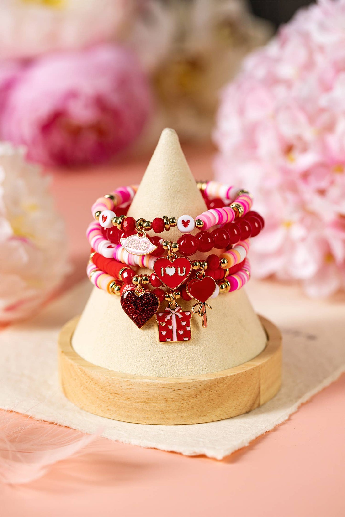 I Love U Valentine's Day Bead Bracelet Set