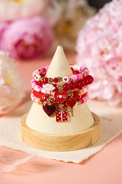 I Love U Valentine's Day Bead Bracelet Set