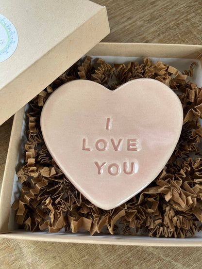 Ceramic Heart Ring Dish - I Love You