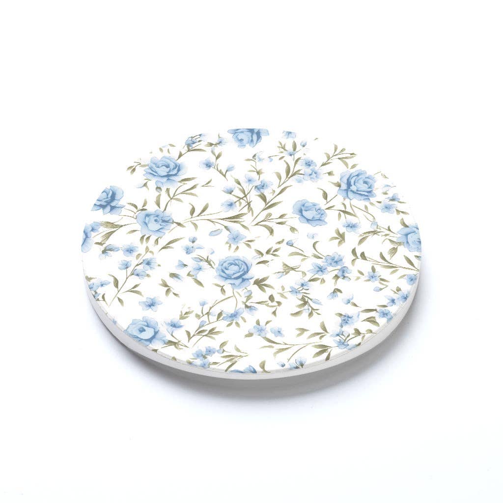 Blue Floral Pattern Car Coaster