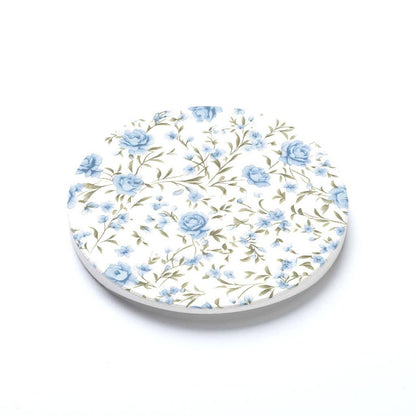 Blue Floral Pattern Car Coaster