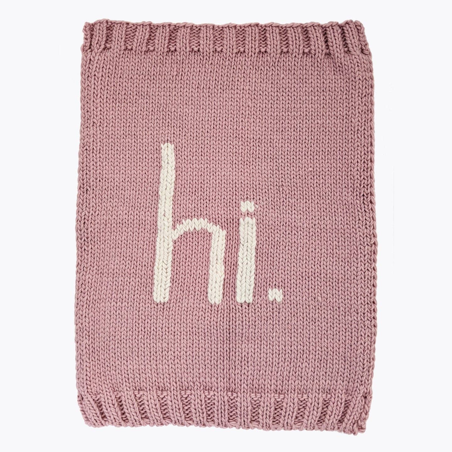 Hi Hand-Knit Baby Blanket - Rosy Pink