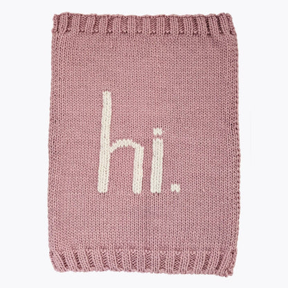 Hi Hand-Knit Baby Blanket - Rosy Pink