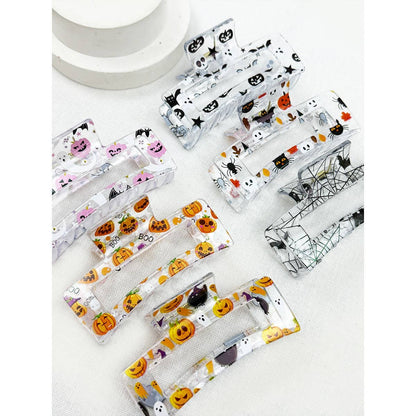 Printed Halloween Square Hair Claw Clip