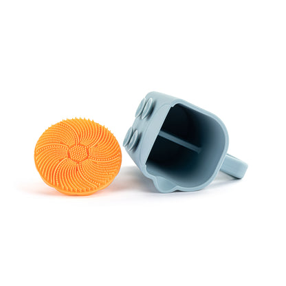 Orange Bathtime Brush & Blue Cup
