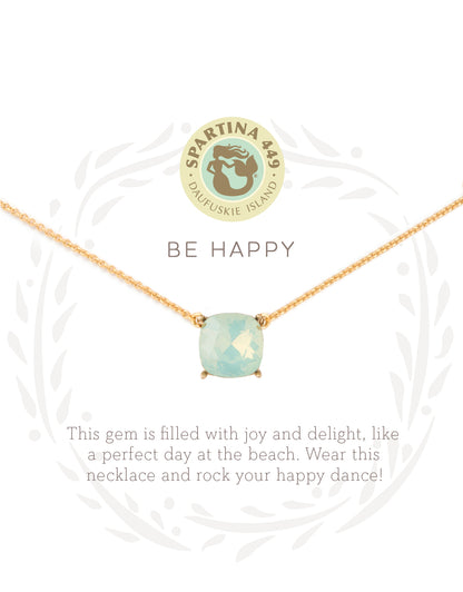 Sea La Vie Sea Glass Necklace Happy/Sea Green- Gold