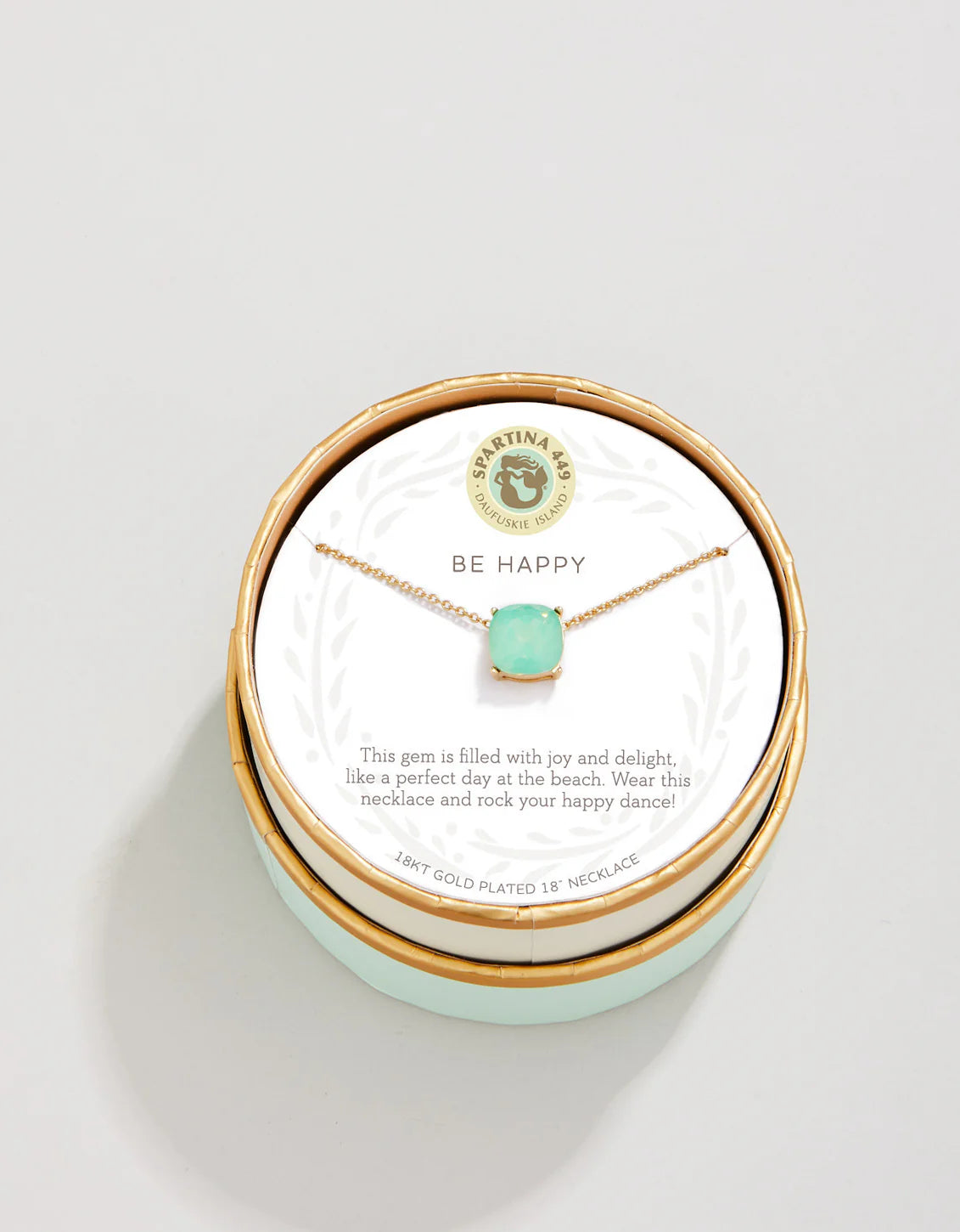 Sea La Vie Sea Glass Necklace Happy/Sea Green- Gold