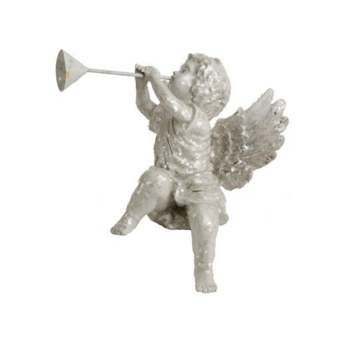 Sitting Glittered Cherub Statues