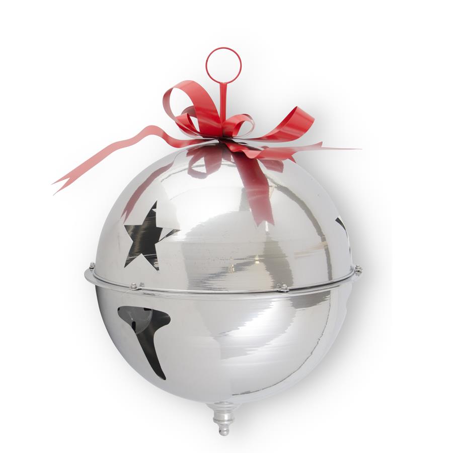 Silver Metal Jingle Bell with Bow & Hanger