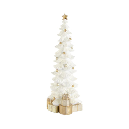 White Glittered Resin Trees & Gold Packages