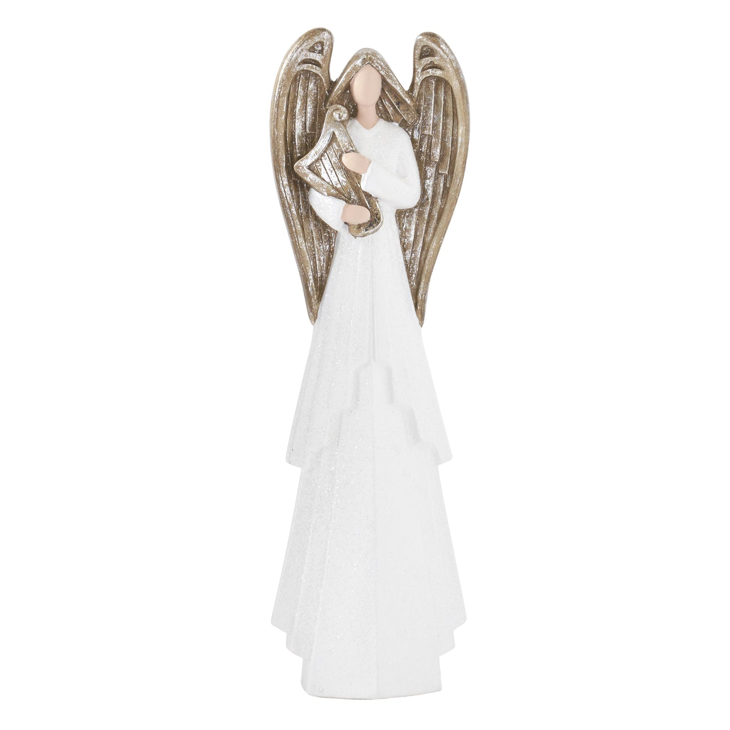 White Glittered Angels Playing Instruments