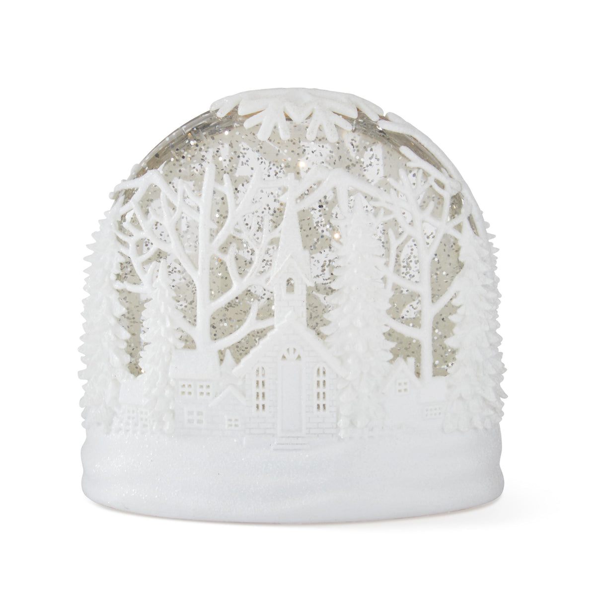White Cutout Acrylic LED Oval Water Spinning Snow Globe