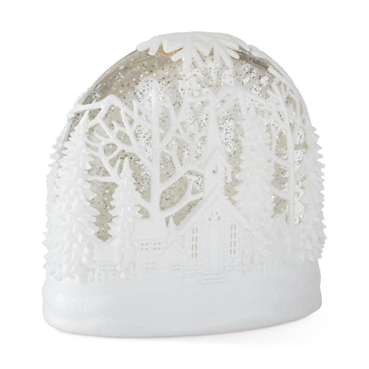 White Cutout Acrylic LED Oval Water Spinning Snow Globe