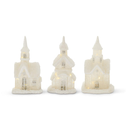 LED Glittered Frosted Glass Houses