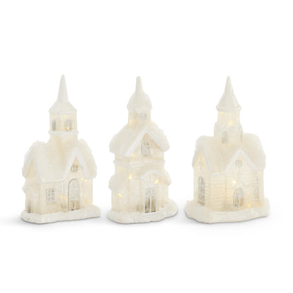 LED Glittered Frosted Glass Houses