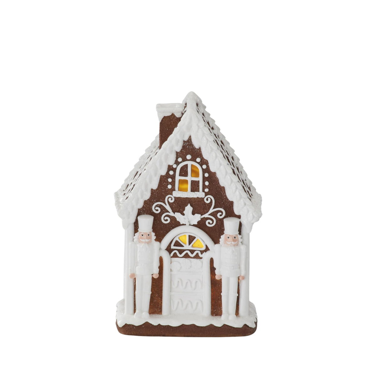 Large Resin LED Gingerbread House with White Glittered Icing