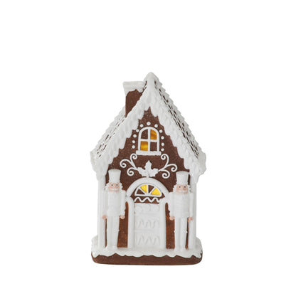 Large Resin LED Gingerbread House with White Glittered Icing