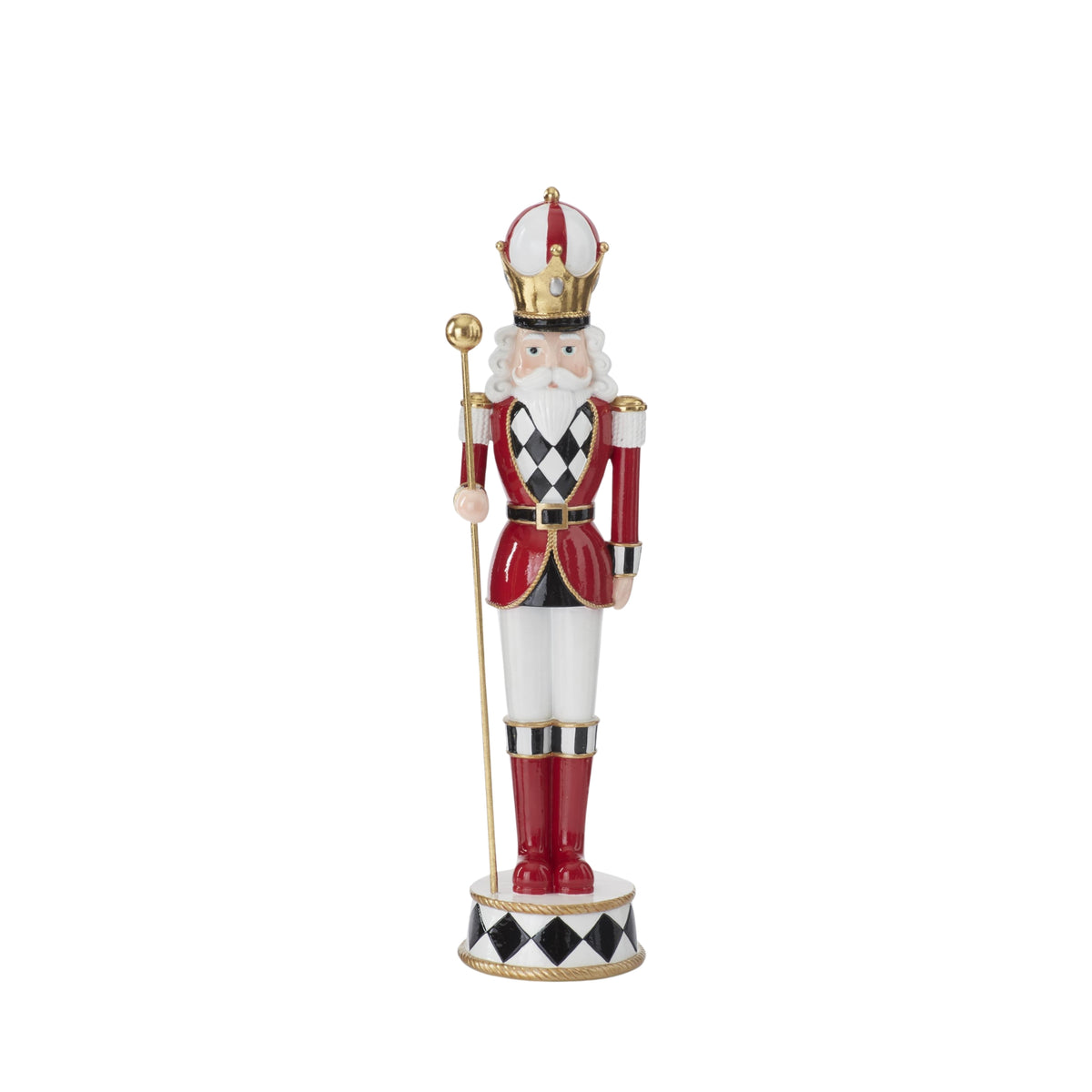 Red White & Black Resin Harlequin Nutcrackers