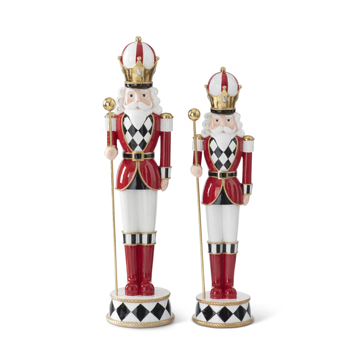 Red White & Black Resin Harlequin Nutcrackers