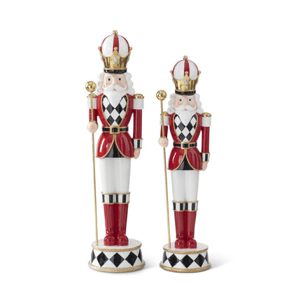 Red White & Black Resin Harlequin Nutcrackers