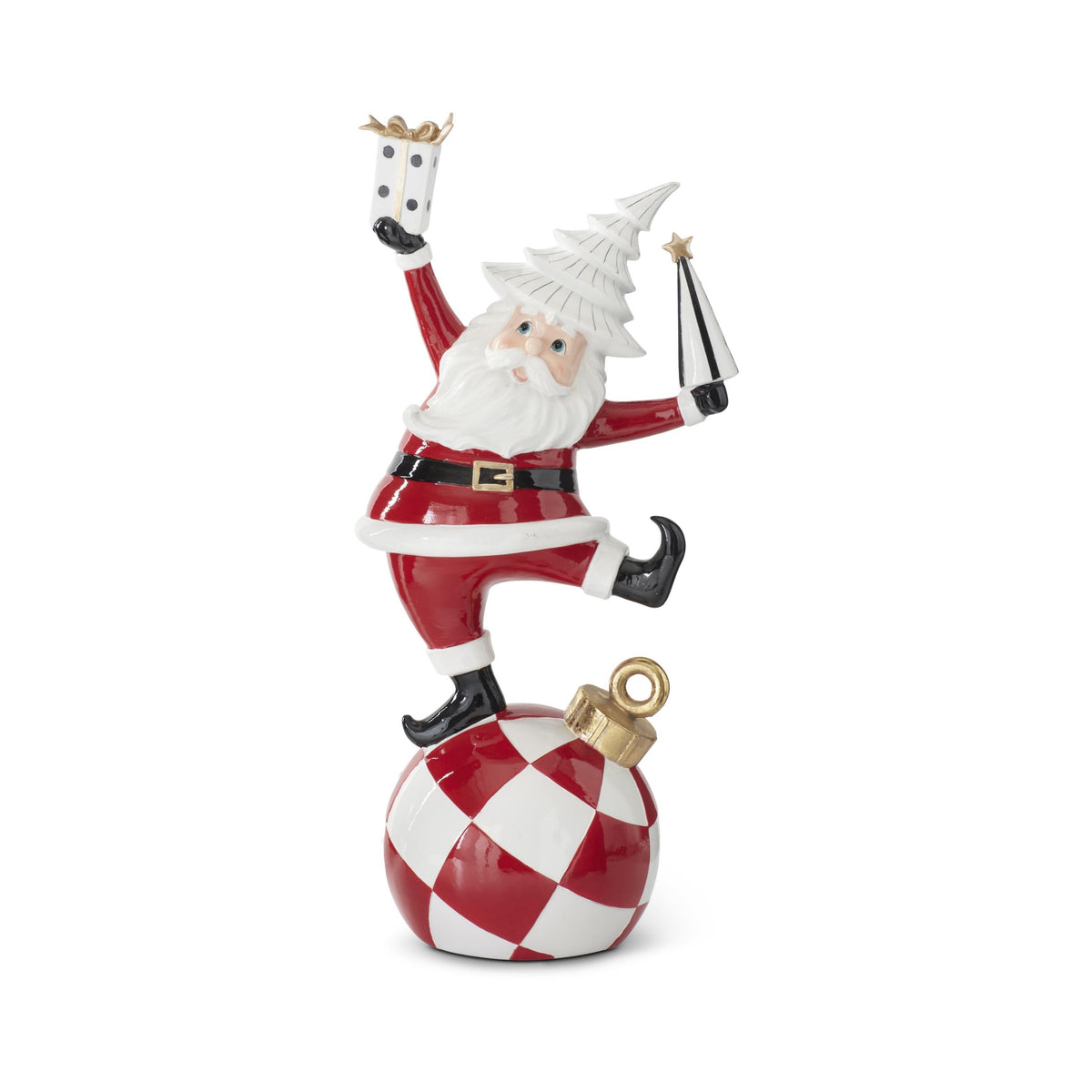 Black & Red Resin Santas Standing on Ornament