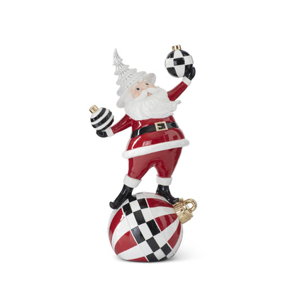 Black & Red Resin Santas Standing on Ornament