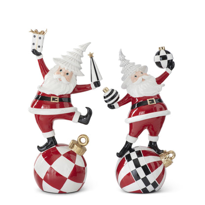 Black & Red Resin Santas Standing on Ornament