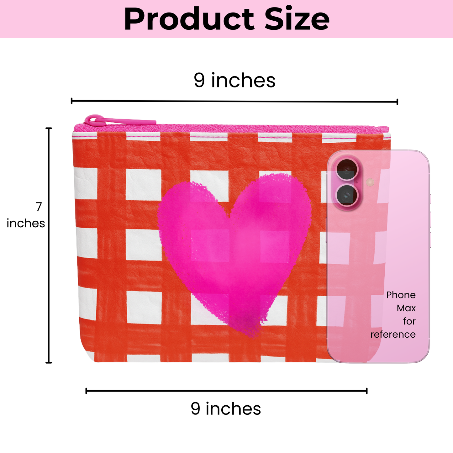 Pink & Red Check Makeup Pouch