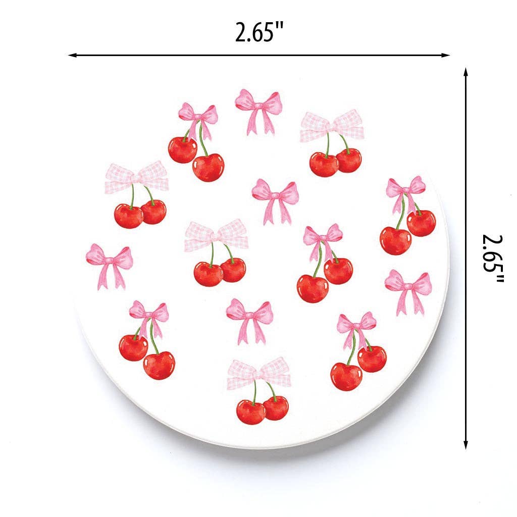 Cherries & Bows Car Coaster