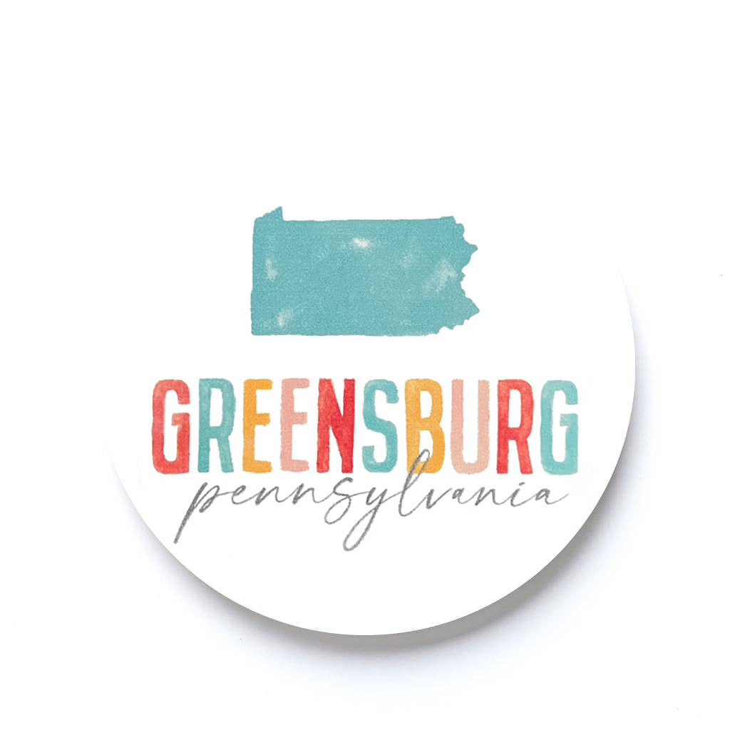 Watercolor Car Coasters - Greensburg, Pennsylvania