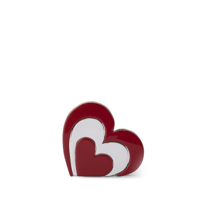 Wood Red & White Enameled Heart Cutout