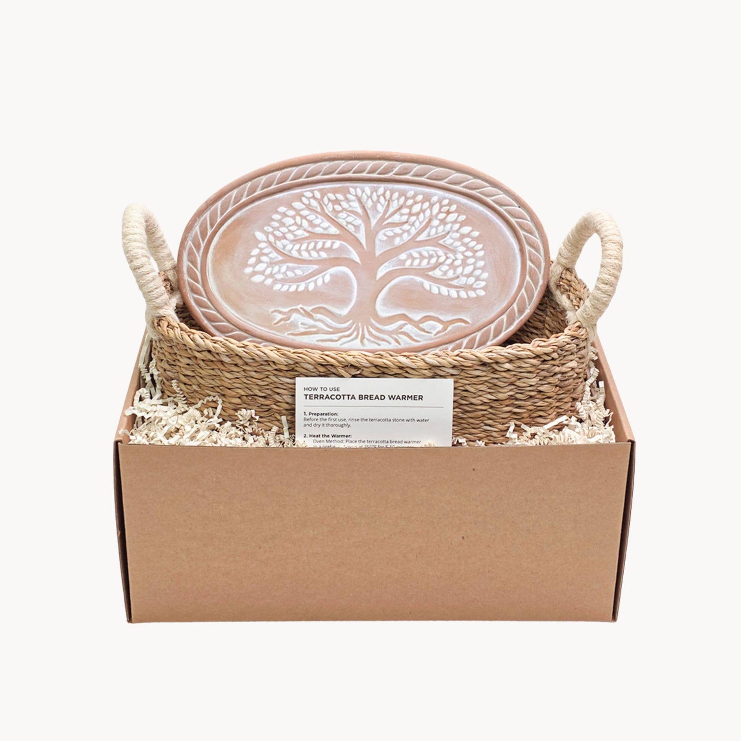 Oval Handmade Bread Warmer & Wicker Basket - Tree of Life