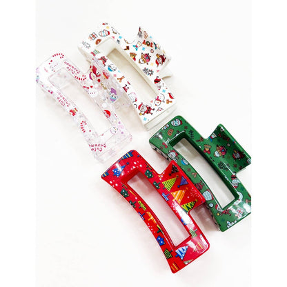 Christmas Rectangle Hair Claw Clip