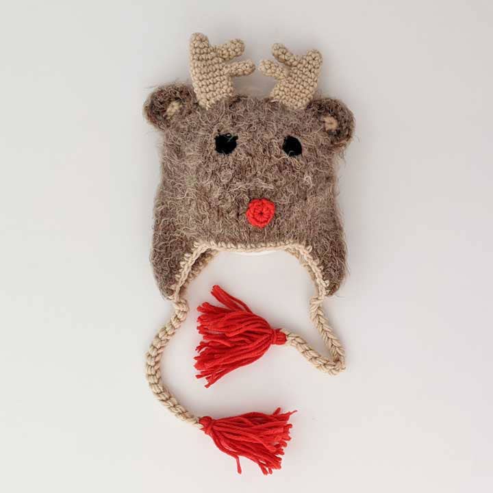 Knit Beanie Hat for Kids - Rudolph the Reindeer