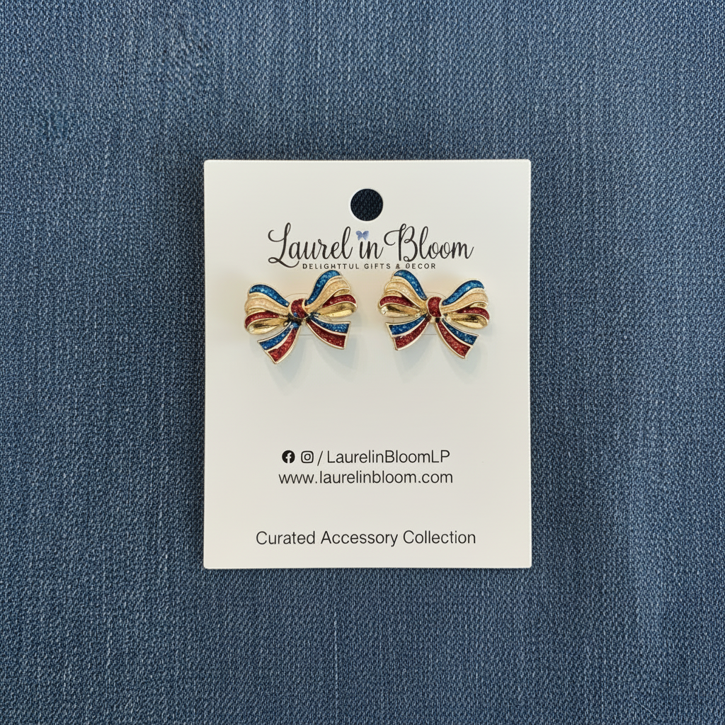 Patriotic Style Bow Earrings