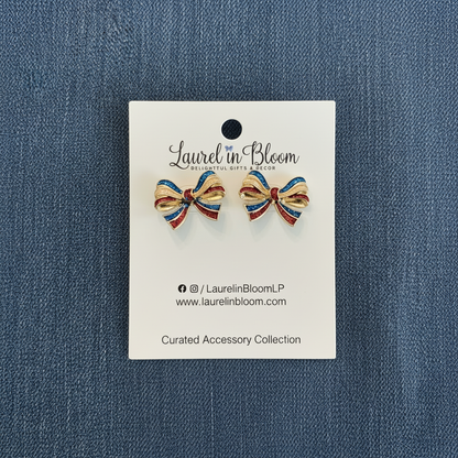 Patriotic Style Bow Earrings