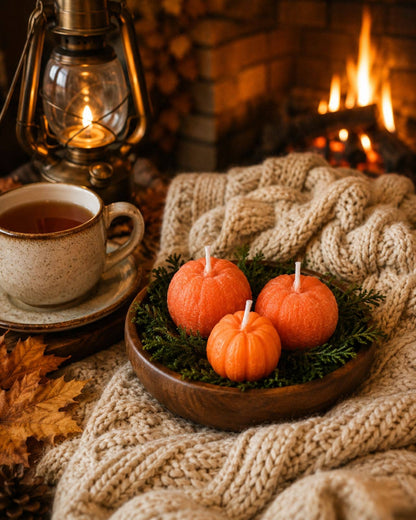 Autumn Pumpkin Wood Wick Candle Bowl