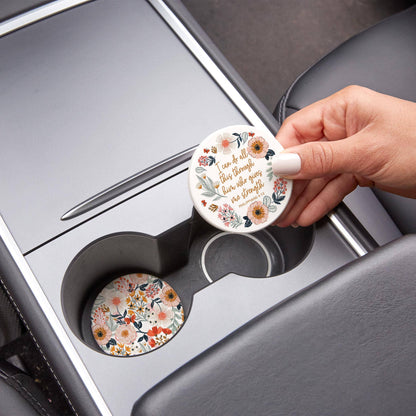 Kalia Lane Floral Bible Verse Car Coaster Set