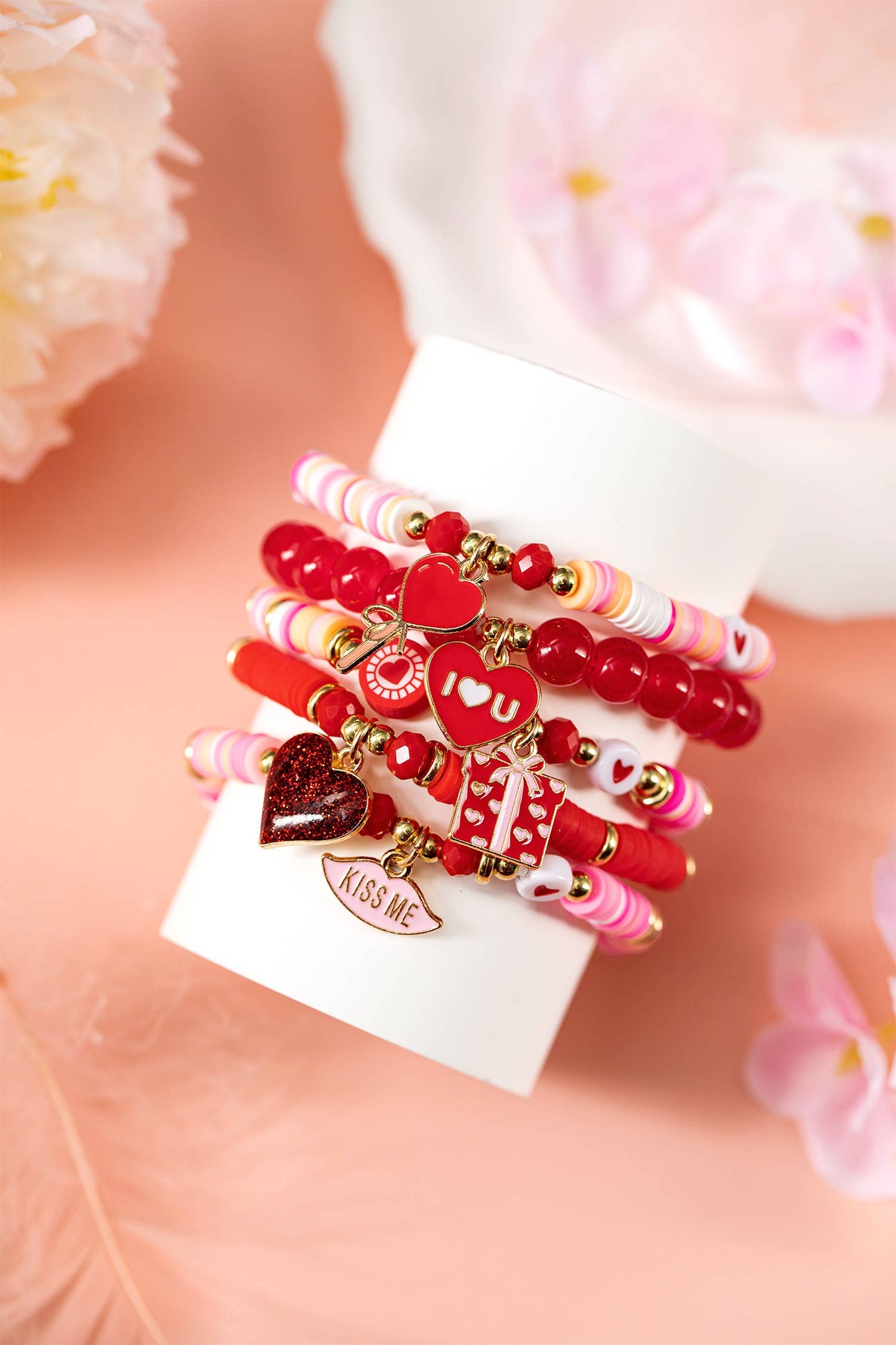 I Love U Valentine's Day Bead Bracelet Set